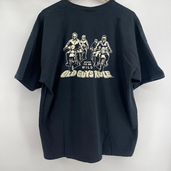 Men's 2XL Old Guys Rule Black T Shirt "Born to be Wild" Motorcycle - Picture 4 of 6